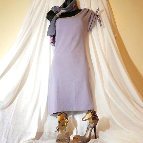 Twice Shy Dresses & Skirts - Sz S - Mauve one shouldered Organic Cotton t-shirt dress